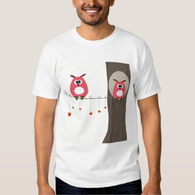 Valentine card with owls couple. shirt