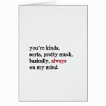 Valentine Card. You're always on my mind. Folded. cards