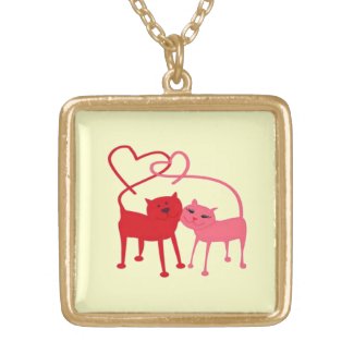 Valentine Cats Gold Finish Necklace