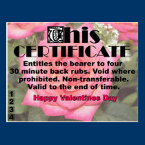valentine certificate postcards
