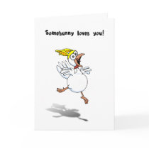 Valentine Chicken with Bunny Hat! Greeting Cards