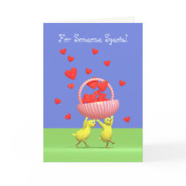 Valentine Chicks Hearts Basket Cards