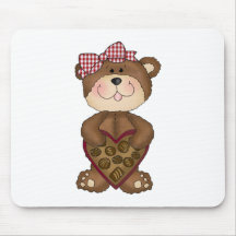 valentine chocolates girl bear mousepad