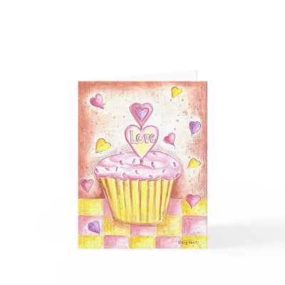 Valentine Cupcake Greeting Card by LizRevit