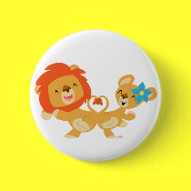 Valentine dancing lion couple button badge