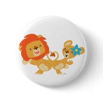 Valentine dancing lion couple button badge