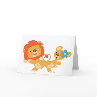 Valentine dancing lion couple greeting card card