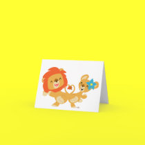 Valentine dancing lion couple notecard