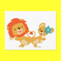 Valentine dancing lion couple postcard