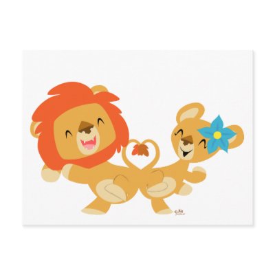 Valentine dancing lion couple postcard by Lioness_Graphics