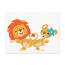 Valentine dancing lion couple postcard by Lioness_Graphics Valentine dancing lion couple postcard