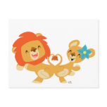Valentine dancing lion couple postcard
