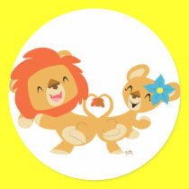 Valentine dancing lion couple sticker