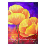 Valentine Day Gift Yellow Poppy Flower - Multi Greeting Card