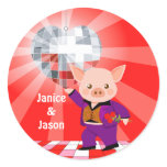 Valentine disco pig stickers