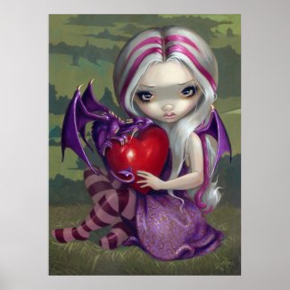 Valentine Dragon gothic fairy Art Print print