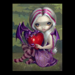 Valentine Dragon gothic fairy Art Print