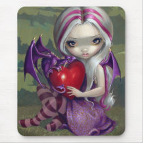 art, valentine, heart, valentine&#39;s, valentines, day, valentine&#39;s day, dragon, valentine dragon, hearts, valentine fairy, gothic valentine, goth valentine, pink, purple, purple dragon, fantasy, eye, eyes, big eye, big eyed, jasmine, becket-griffith, becket, griffith, jasmine becket-griffith, jasmin, strangeling, artist, goth, gothic, fairy, gothic fairy, faery, fairies, faerie, fairie, lowbrow, low brow, Mouse pad with custom graphic design