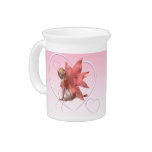 Valentine Fairy and frosted pink hearts - 2 Drink Pitcher