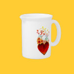 Valentine Floral Heart Love Pitcher pitchers