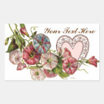 Valentine Flowers And Lace Heart Rectangle Sticker