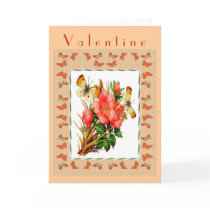 Valentine flowers butterfly border Victorian cards