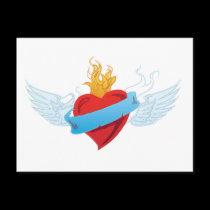 valentine flying heart postcards