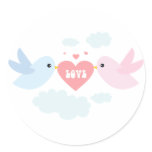 Valentine Flying Love Birds Round Sticker