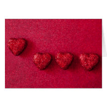 Valentine - Four Red Hearts Greeting Cards
