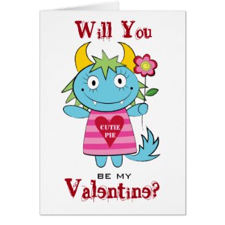Valentine Girl Monster with Flower Cards