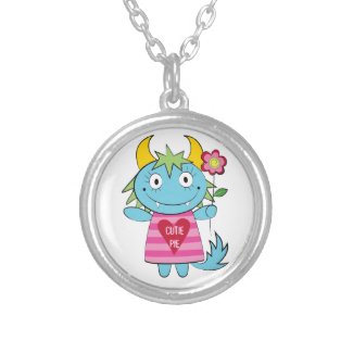 Valentine Girl Monster with Flower Custom Necklace