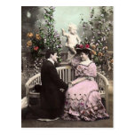 Valentine Girl With Pink Victorian Dress Postcards