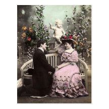 Valentine Girl With Pink Victorian Dress Postcards