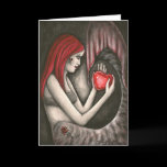 Valentine Gothic Mermaid with Heart  Greeting Card