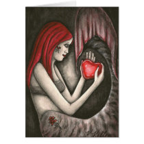Valentine Gothic Mermaid with Heart  Greeting Card cards