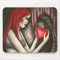 Valentine Gothic Mermaid with Heart Mousepad mousepads