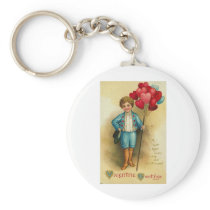 Valentine Greetings Boy with Heart Balloons Key Chains