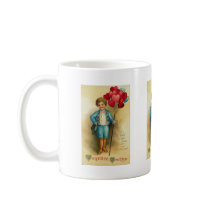 Valentine Greetings Boy with Heart Balloons Mugs