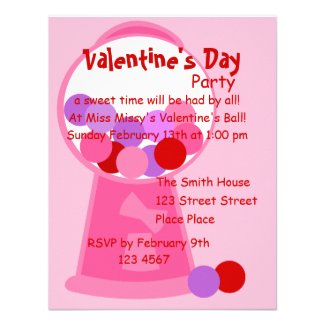 Valentine Gumball Machine Custom Invitation
