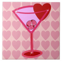 Valentine Heart Martini Art Ceramic Tile tiles