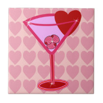 Valentine Heart Martini Art Ceramic Tile tiles