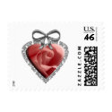 Valentine Heart Postage Stamp Pink Rose by TDSwhite Valentine Heart Postage Stamp Pink Rose