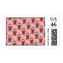 Valentine Heart Sock Monkey Print Postage