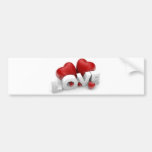 Valentine hearts and love word bumper stickers