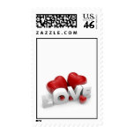 Valentine hearts and love word postage