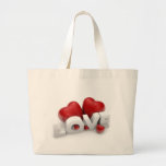 Valentine hearts and love word tote bags