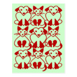 Valentine Hearts Cats Dogs Red Pet Adopt Postcard