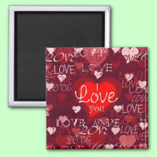 Valentine Hearts Magnet - Romantic Hearts - I Love You!