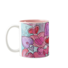 Valentine Hearts Mug - Layering hearts original watercolor and ink painting. Valentine Hearts Mug - Layering hearts original watercolor and ink painting.