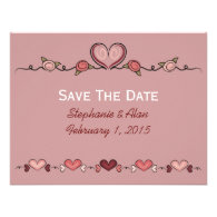 Valentine Hearts Save The Date Card Invitation